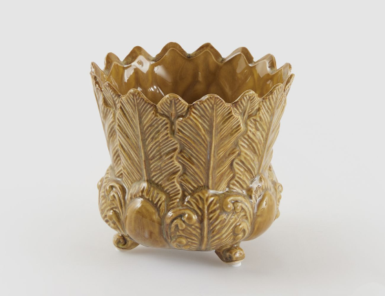 Декоративная ваза-кашпо ФОЛЬЯЖ, керамика, песочная, 13 см