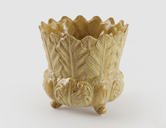 Декоративная ваза-кашпо ФОЛЬЯЖ, керамика, песочная, 17 см