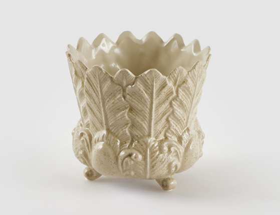 Декоративная ваза-кашпо ФОЛЬЯЖ, керамика, сливочная, 13 см