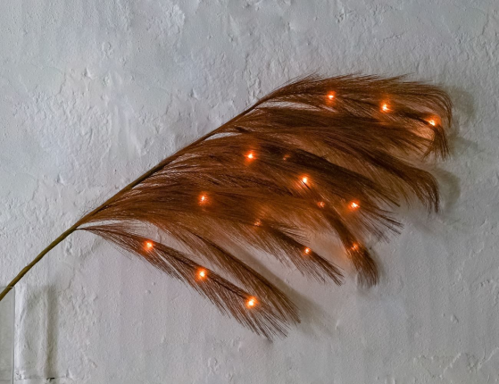 Декоративная ветка ДЭЛЛАРИЯ БЭЛЛА, полиэстер, корица, 15 тёплых белых микро LED-огней, 118 см