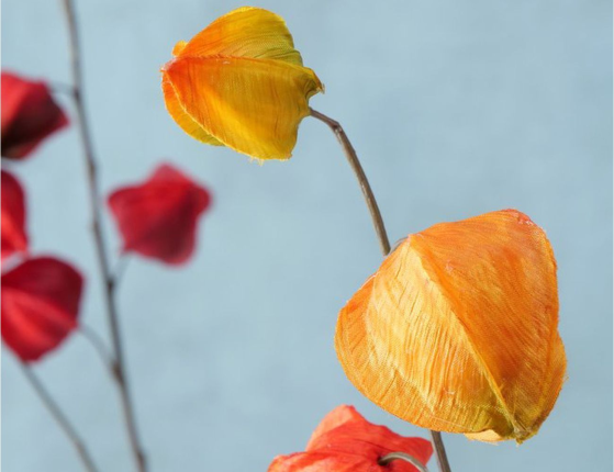 Искусственная ветка РЫЖИЙ ФИЗАЛИС, пластик, 90 см