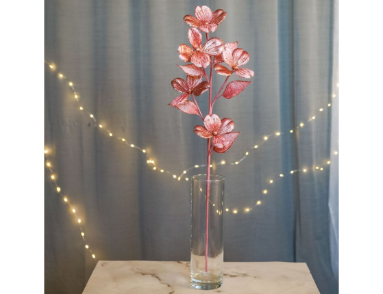 Декоративная ветка ВОЛШЕБНАЯ МАГНОЛИЯ, розовый, текстиль, 64 см