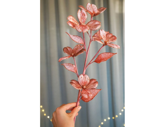 Декоративная ветка ВОЛШЕБНАЯ МАГНОЛИЯ, розовый, текстиль, 64 см