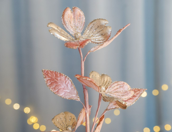 Декоративная ветка ВОЛШЕБНАЯ МАГНОЛИЯ, светло-розовая, текстиль, 64 см