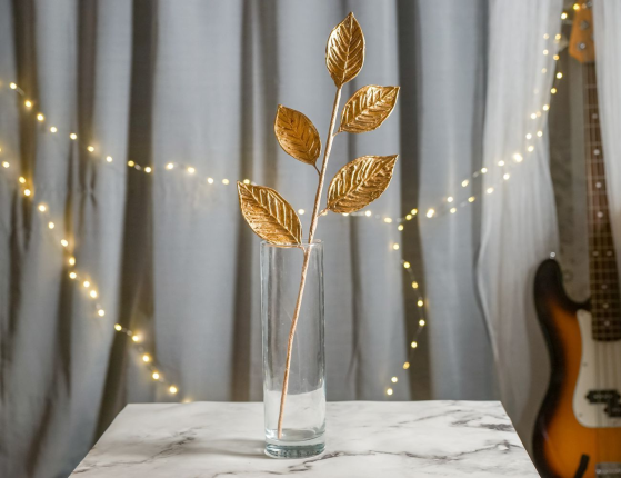 Декоративная ветка АЛИГЬЕРИ, золотая, 56 см