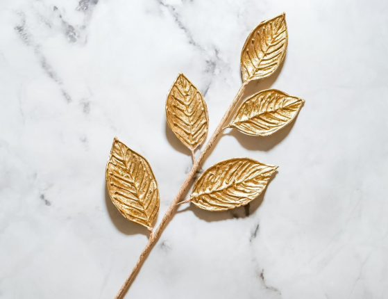 Декоративная ветка АЛИГЬЕРИ, золотая, 56 см