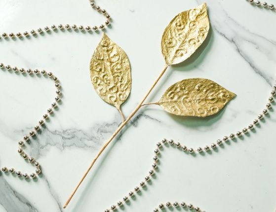 Декоративная ветка ДАНТЕ, золотой, 38 см