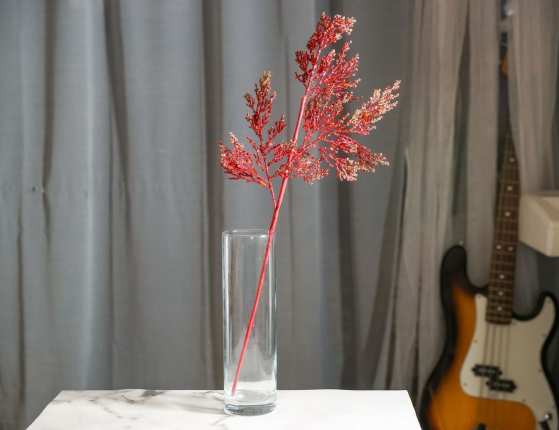 Декоративная ветка ФЕРНО, пластик, бургунди, 63 см