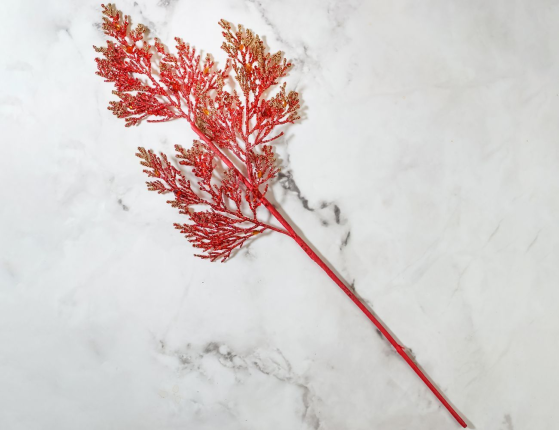 Декоративная ветка ФЕРНО, пластик, бургунди, 63 см