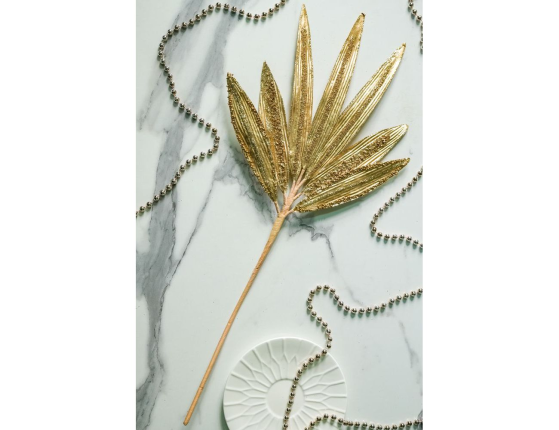Декоративная ветка ОРИГИНАЛЬНАЯ ПАЛЬМОВАЯ ВЕТВЬ, золотая, 58 см