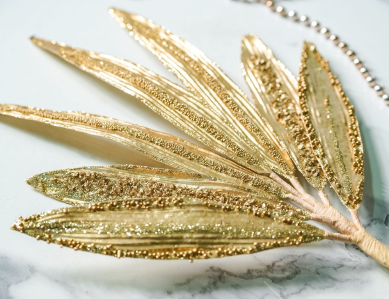 Декоративная ветка ОРИГИНАЛЬНАЯ ПАЛЬМОВАЯ ВЕТВЬ, золотая, 58 см