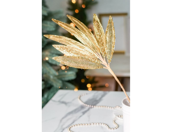 Декоративная ветка ОРИГИНАЛЬНАЯ ПАЛЬМОВАЯ ВЕТВЬ, золотая, 58 см