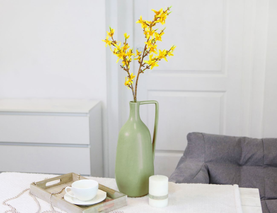 Декоративная ветка ФОРЗИЦИЯ 'ПЕРВЫЕ ЛУЧИ', текстиль, пластик, 78 см