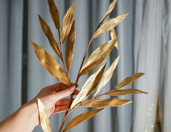 Декоративная ветка СИЦИЛИЙСКАЯ ВЕСНА - ИВА ХАКУРО НИШИКИ, пластик, золотая, 81 см