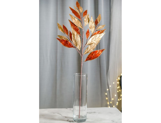 Декоративная ветка СИЦИЛИЙСКАЯ ВЕСНА - СПИРЕЯ КАРАМЕЛЬ, пластик, медная с золотым, 81 см