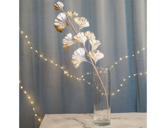 Декоративная ветка СИЦИЛИЙСКАЯ ВЕСНА - ЖЕМЧУЖНАЯ ЭШШОЛЬЦИЯ на клипсе, 58 см