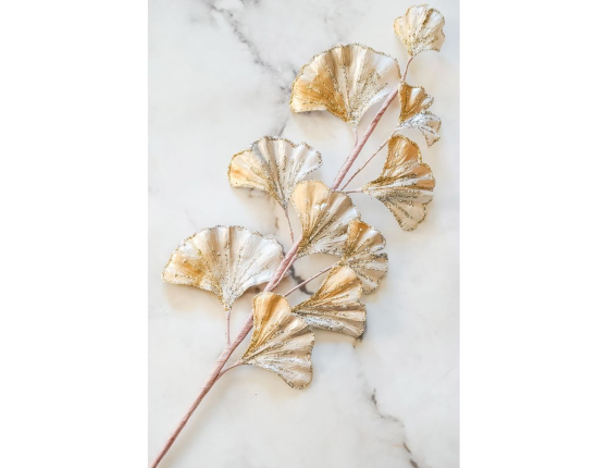 Декоративная ветка СИЦИЛИЙСКАЯ ВЕСНА - ЖЕМЧУЖНАЯ ЭШШОЛЬЦИЯ на клипсе, 58 см