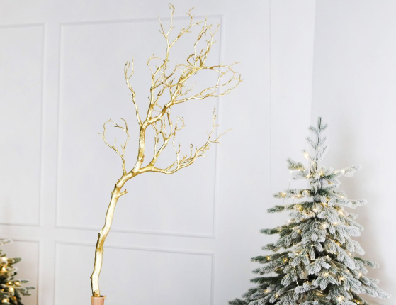 Декоративная искусственная ветка ЗОЛОТОЙ КОРАЛЛ, пластик, 98 см