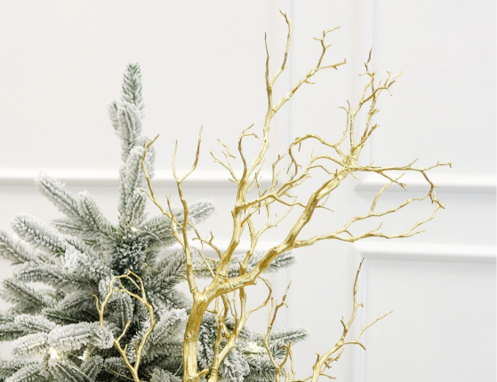 Декоративная искусственная ветка ЗОЛОТОЙ КОРАЛЛ, пластик, 98 см