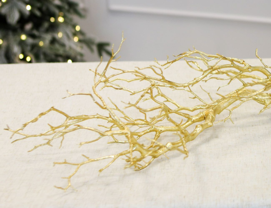 Декоративная искусственная ветка ЗОЛОТОЙ КОРАЛЛ, пластик, 98 см