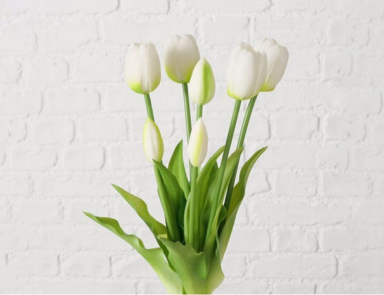 Букет искусственных цветов БЕЛЫЕ ТЮЛЬПАНЫ, силикон, 13 см, 5 шт.