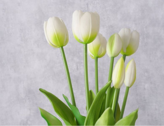 Букет искусственных цветов БЕЛЫЕ ТЮЛЬПАНЫ, силикон, 13 см, 5 шт.