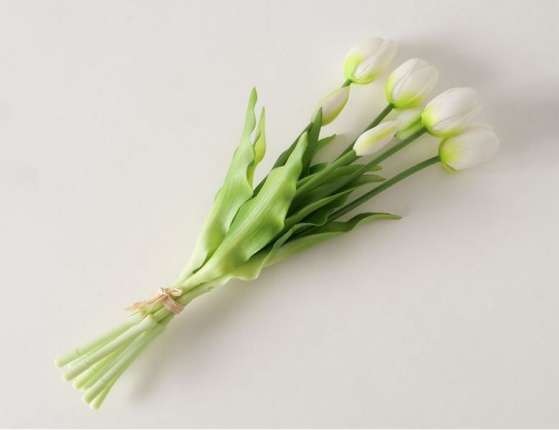 Букет искусственных цветов БЕЛЫЕ ТЮЛЬПАНЫ, силикон, 13 см, 5 шт.