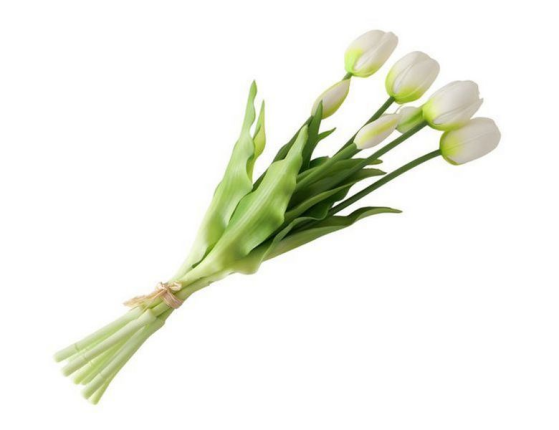 Букет искусственных цветов БЕЛЫЕ ТЮЛЬПАНЫ, силикон, 13 см, 5 шт.