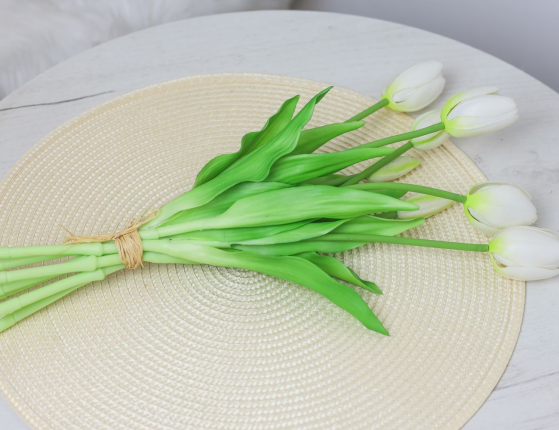 Букет искусственных цветов БЕЛЫЕ ТЮЛЬПАНЫ, силикон, 13 см, 5 шт.