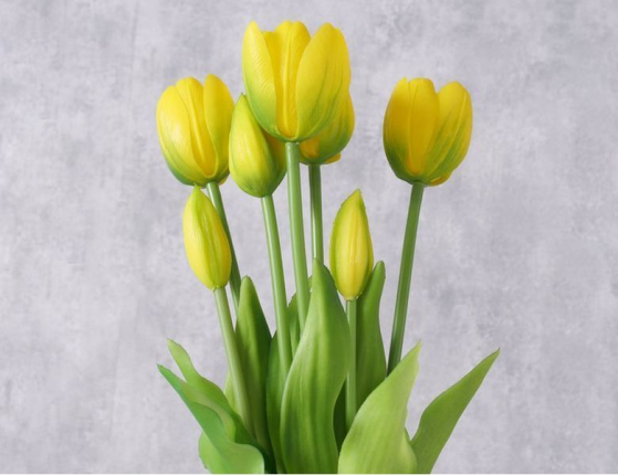 Букет искусственных цветов ЖЁЛТЫЕ ТЮЛЬПАНЫ, силикон, 13 см, 5 шт.