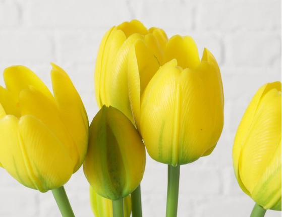 Букет искусственных цветов ЖЁЛТЫЕ ТЮЛЬПАНЫ, силикон, 13 см, 5 шт.
