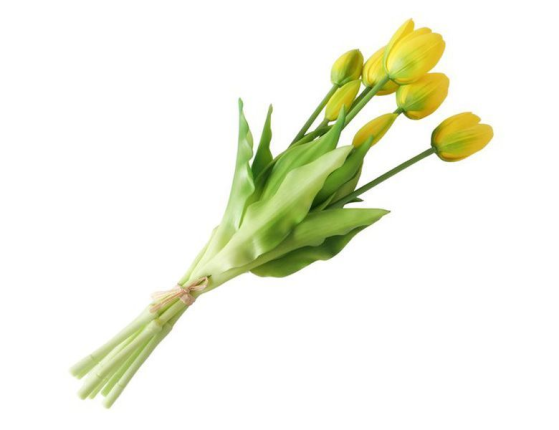 Букет искусственных цветов ЖЁЛТЫЕ ТЮЛЬПАНЫ, силикон, 13 см, 5 шт.