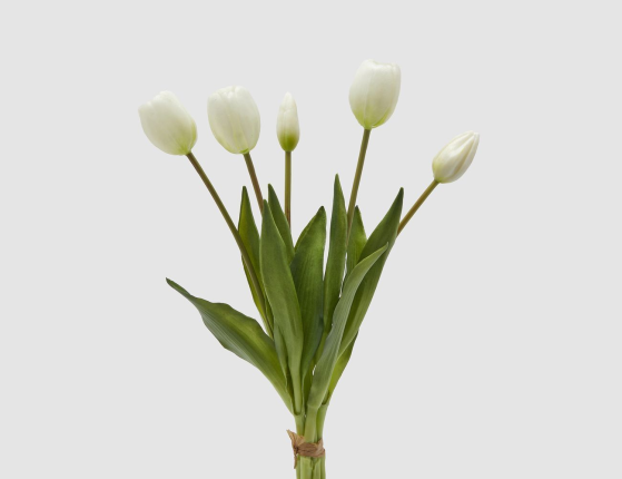 Искусственный букет ТЮЛЬПАНЫ 'ВАНИЛЬНОЕ УТРО', силикон, 40 см, 5 шт.