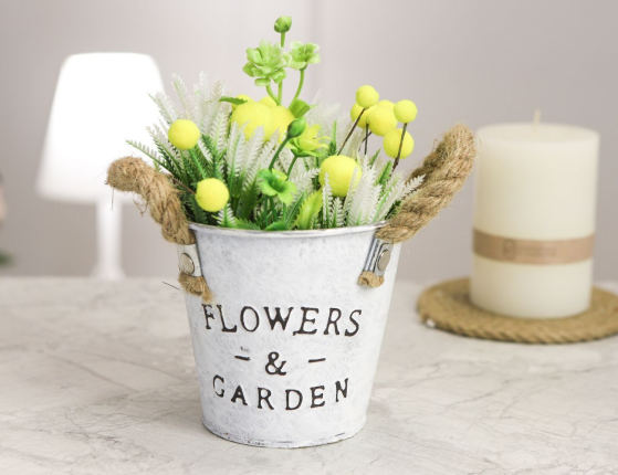 Искусственный цветок в горшке ОБРАЗ МИМОЗЫ с перистыми листиками, 19 см