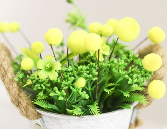 Искусственный цветок в горшке ОБРАЗ МИМОЗЫ с полевыми растениями, 19 см