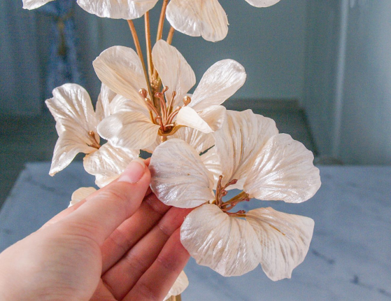 Декоративная ветка ЗОЛОТОЕ ЦВЕТЕНИЕ, текстиль, пластик, 70 см