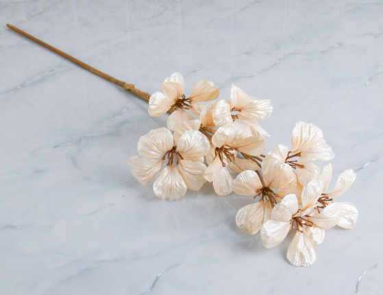 Декоративная ветка ЗОЛОТОЕ ЦВЕТЕНИЕ, текстиль, пластик, 70 см