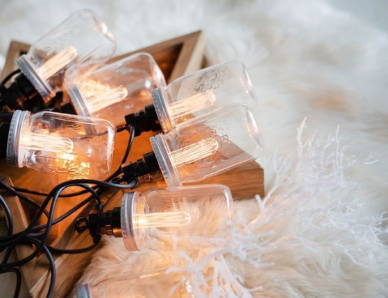 Электрогирлянда БАНОЧКИ-ЛОФТ, 10 тёплых белых LED-огней, 4.5+5 м, чёрный провод, коннектор, уличная, KAEMINGK