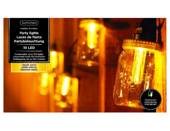 Электрогирлянда БАНОЧКИ-ЛОФТ, 10 тёплых белых LED-огней, 4.5+5 м, чёрный провод, коннектор, уличная, KAEMINGK