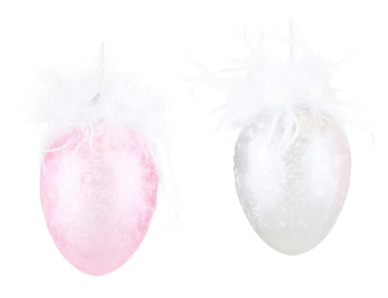 Подвесные украшения - яйца БЕЛЕЦЦА КОН ПЬЮМЕ, стекло, 12 см, 2 шт.