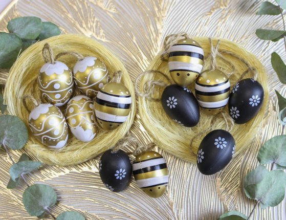 Набор декоративных яиц ПАСХАЛЬНЫЙ СТИЛЬ, пластик, 4 см, 12 шт.