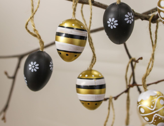 Набор декоративных яиц ПАСХАЛЬНЫЙ СТИЛЬ, пластик, 4 см, 12 шт.