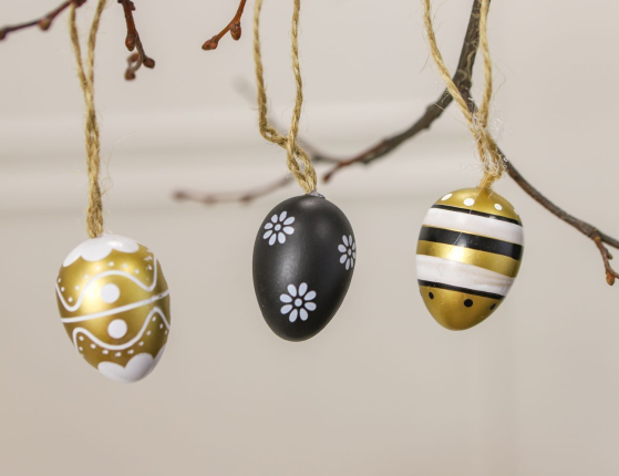 Набор декоративных яиц ПАСХАЛЬНЫЙ СТИЛЬ, пластик, 4 см, 12 шт.