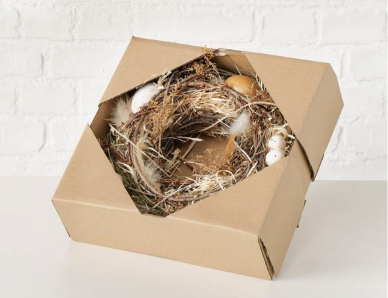 Декоративный пасхальный венок СВЕТ ЖИЗНИ, ротанг, солома, перья, полиэстер, 25 см