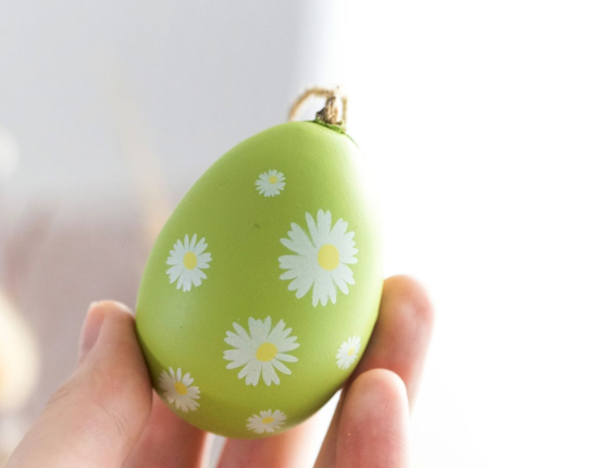 Набор подвесных пасхальных украшений МАРГАРИТКИ, натуральная скорлупа, 6 см, 4 шт.