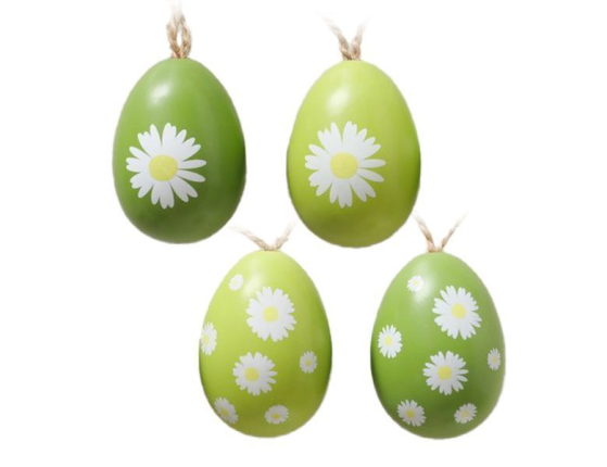 Набор подвесных пасхальных украшений МАРГАРИТКИ, натуральная скорлупа, 6 см, 4 шт.