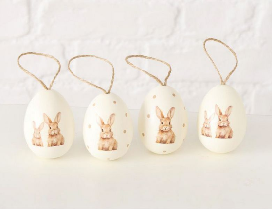 Декоративные пасхальные яйца ПАСХАЛЬНАЯ НЕЖНОСТЬ, натуральная скорлупа, 6 см, 4 шт.