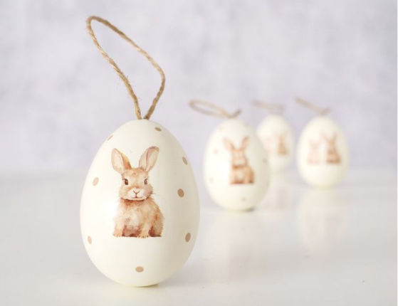 Декоративные пасхальные яйца ПАСХАЛЬНАЯ НЕЖНОСТЬ, натуральная скорлупа, 6 см, 4 шт.