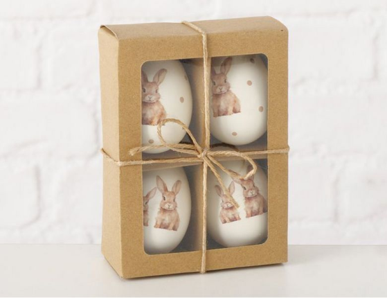 Декоративные пасхальные яйца ПАСХАЛЬНАЯ НЕЖНОСТЬ, натуральная скорлупа, 6 см, 4 шт.