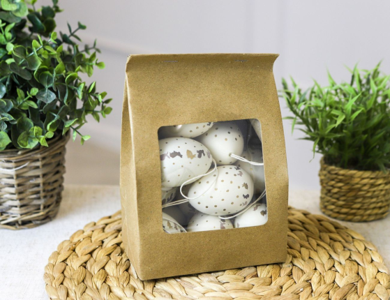 Декоративные пасхальные яйца К ПАСХЕ, пластик, 6 см, 12 шт.